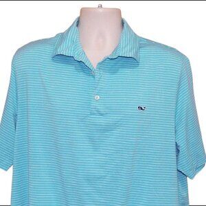 Vineyard Vines Light Blue & Fine Stripes Men's Polo Shirt XL PRISTINE CONDITION